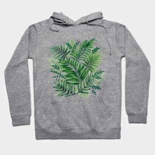 Green Tropical Palm & Monstera Leaves Hoodie